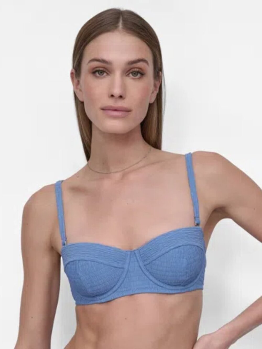 DKNY Textured Molded Balconette Bikini Top | Size M | Blue Bell | NWT